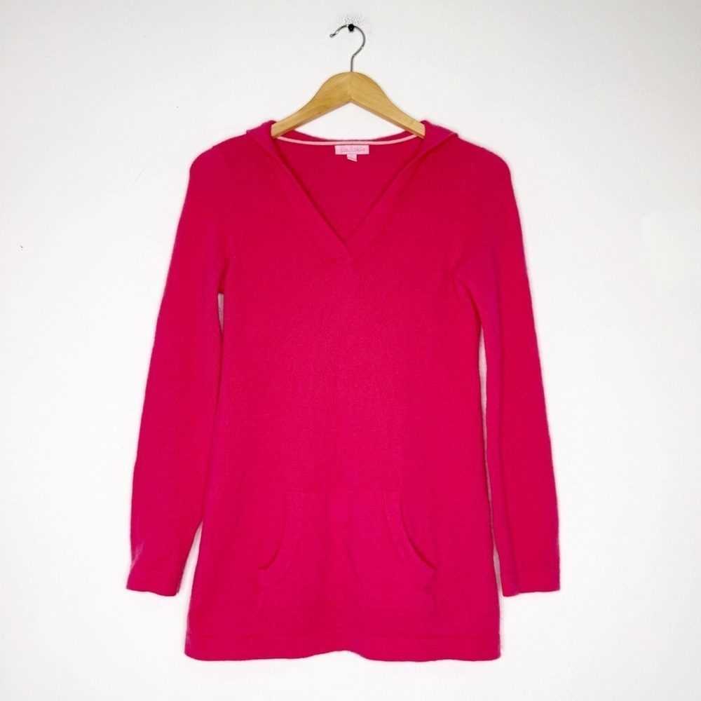 Lilly Pulitzer 100% Cashmere Hoodie Sweater Pink Women’s Small - Picture 2 of 7